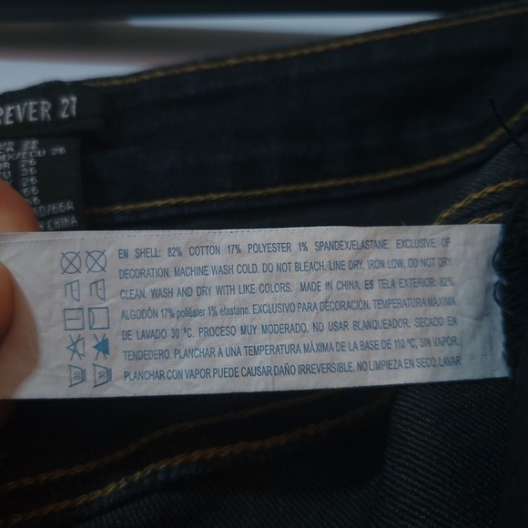 Forever 21 Women's Size 26 Denim High Rise Shorts Dark Wash Rolled Cuff Summer - Picture 5 of 8